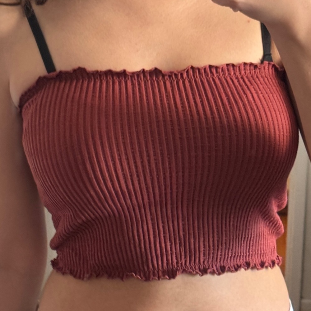 H&M Ribbed Rust Crop Top